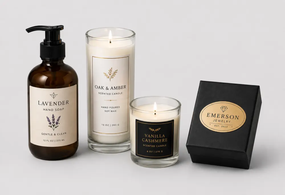 Examples of custom product labels for branded packaging