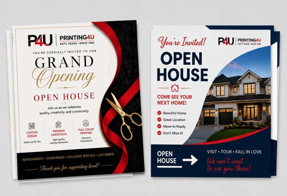 Open house invitations for real estate and grand opening events