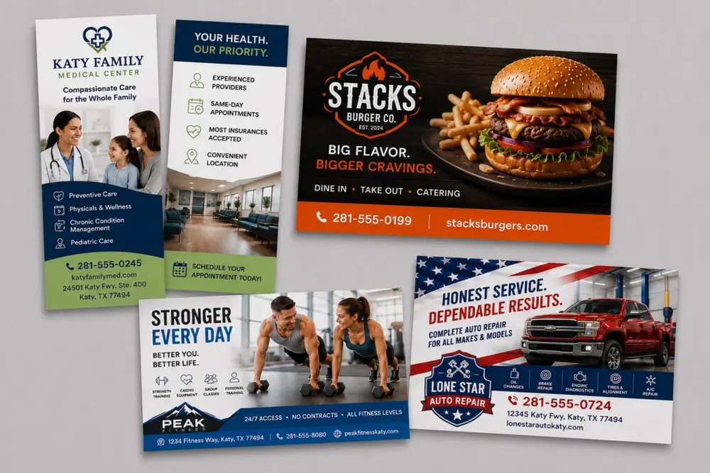 Custom postcards and rack cards for local business promotions